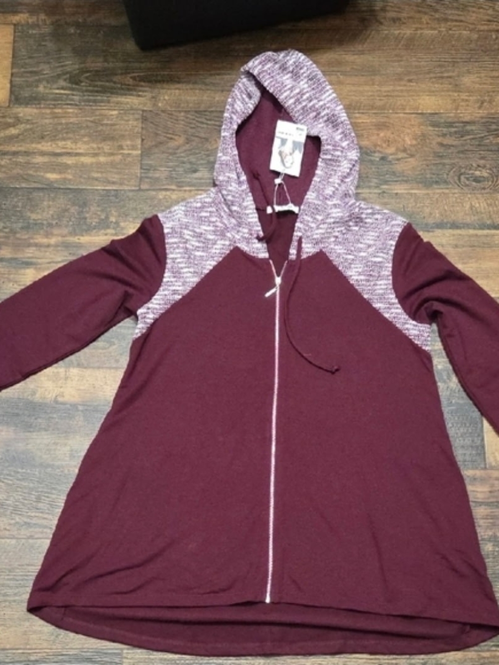 Simply Noelle Maroon Zip Hoodie with Heathered Hood